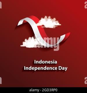 indonesia independence giorno illustrazione vettoriale con cloud Illustrazione Vettoriale