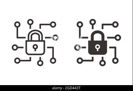 Icona di sicurezza informatica. Illustrazione vettoriale isolata in bianco. Illustrazione Vettoriale