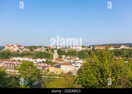 Geografia / viaggio, Germania, Baviera, Burghausen, vista sulla città dal punto di vista di Duttendorf, DIRITTI-AGGIUNTIVI-AUTORIZZAZIONE-INFORMAZIONI-NON-DISPONIBILE Foto Stock