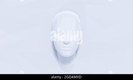 Basso poly man faccia su sfondo bianco. illustrazione del rendering 3d stile semplice e bello. Foto Stock