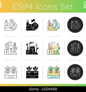 Set di icone aziendali agricole Illustrazione Vettoriale