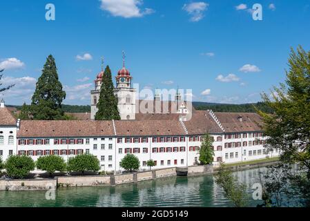 Geografia / viaggio, Svizzera, Zurigo, Rheinau, Reno con l'isola monastica Rheinau, DIRITTI-AGGIUNTIVI-AUTORIZZAZIONE-INFO-NON-DISPONIBILE Foto Stock