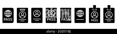 Icona Passport. Set di icone passaporto. Illustrazione vettoriale. Icone nere del passaporto. Illustrazione Vettoriale