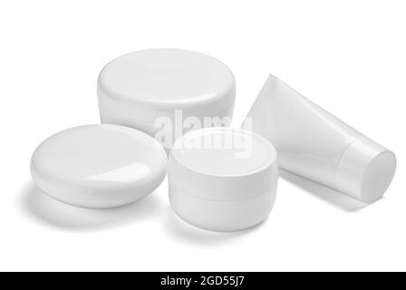 contenitore bianco crema vaso beauty tubo idratante sapone Foto Stock