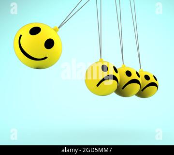 Felici e tristi Smiley mostra Positivo Negativo di emozioni Foto Stock