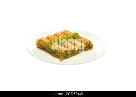 Kadayif, dessert kadayif birmano, dolci turchi con pistacchio. Birmania Kadayif Foto Stock