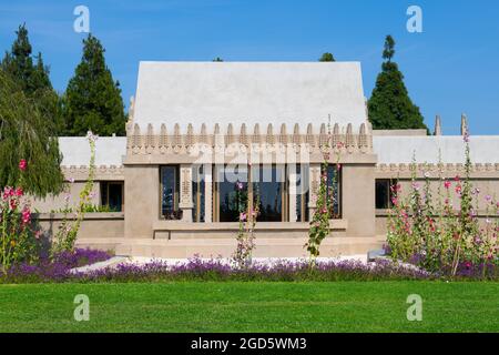 Hollyhock House è stato costruito nel 1922 da Frank Lloyd Wright a Los Angeles, California, USA. Questa casa è stata aggiunta al sito patrimonio mondiale dell'UNESCO dal 2019 Foto Stock