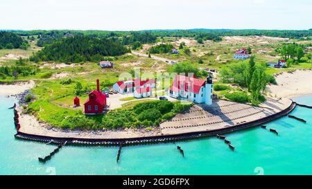 Pointe Point Betsie Lighthouse on Lake Michigan il nome originale era pointe Aux Bec Scies Foto Stock