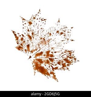 Vernice ad acquerello con stampa a foglia d'acero. Illustrazione vettoriale Illustrazione Vettoriale