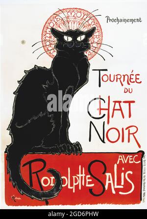 Tournée du Chat Noir de Rodolphe Salis (Tour of Rodolphe Salis' Chat Noir) poster iconico creato da Theophile Steinlen nel 1896. Cabaret / teatro Foto Stock