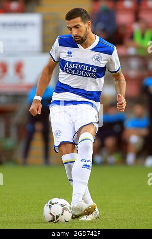 Londra, Regno Unito. 11 Agosto 2021. Yoann Barbet of Queens Park Rangers in azione. Carabao Cup 1° round match, Leyton Orient contro Queens Park Rangers al Breyer Group Stadium di Londra mercoledì 11 agosto 2021. Questa immagine può essere utilizzata solo per scopi editoriali. Solo per uso editoriale, è richiesta una licenza per uso commerciale. Nessun utilizzo nelle scommesse, nei giochi o nelle pubblicazioni di un singolo club/campionato/giocatore. pic by Steffan Bowen/Andrew Orchard sports photography/Alamy Live news Credit: Andrew Orchard sports photography/Alamy Live News Foto Stock