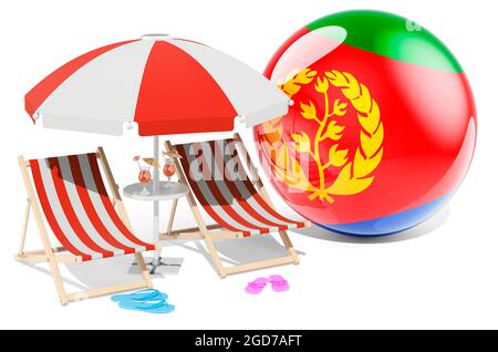 Eritrean Resorts, Eritrea Vacanze, Tours, pacchetti viaggio concetto. Rendering 3D isolato su sfondo bianco Foto Stock