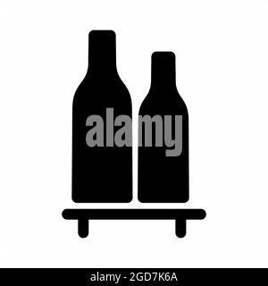 Vector Graphic of Bottles Shelf - modello nero - illustrazione semplice. Tratto modificabile. Modello di disegno vettoriale.stile di contorno design.illus grafico vettoriale Illustrazione Vettoriale