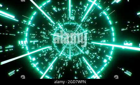 Green laser Beam Light Technology background Foto Stock