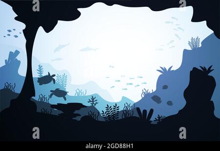 Fauna selvatica Pesci Mare Animali Corallo Oceano Subacquea Illustrazione Acquatica Illustrazione Vettoriale