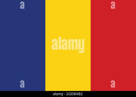 Bandiera nazionale della Romania originale dimensioni e colori immagine vettoriale, drapelul Romaniei dal presidente Ion Iliescu, romania tricolore e rumeno Illustrazione Vettoriale