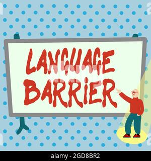 Testo che mostra la barriera linguistica dell'inspirazione. Business concept difficoltà di comunicazione parlando lingua diversa colorful Design visualizzati Foto Stock