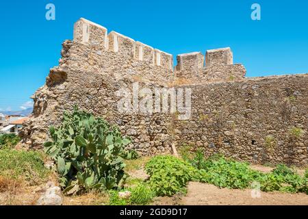 Resti della fortezza veneziana Castel Chissamo a Kissamos. Creta, Grecia Foto Stock