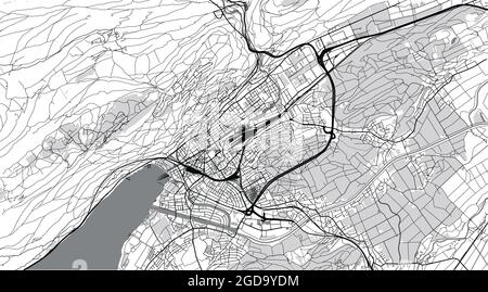 Città vettoriale urbana di biel, Svizzera, Europa Illustrazione Vettoriale