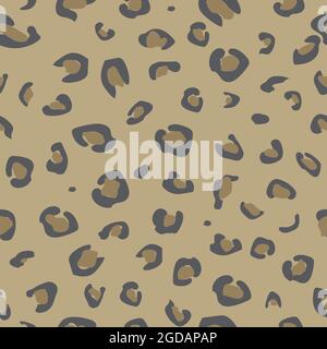 Modello di pelle animale senza cuciture. Sfondo con texture leopardata macchiata per moda, stampa, carta da parati e tessuto. Disegno vettoriale e di illustrazione. Illustrazione Vettoriale