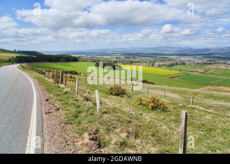 Punto di vista della collina di Garvock, vicino a Laurencekirk, guardando, a, Mearns, E, Angus, glens, vicino, Montrose, Aberdeenshire; Scozia; Regno Unito Foto Stock