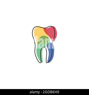 Modello vettoriale con disegno del logo dell'illustrazione dei denti Illustrazione Vettoriale