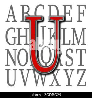 Monogramma del carattere maiuscolo U ; disegno: Pietra Foto Stock