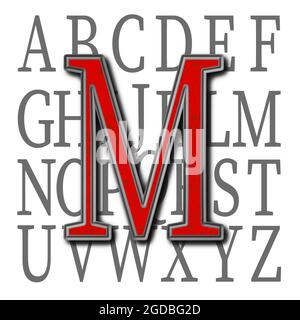 Monogramma del carattere maiuscolo M ; disegno: Pietra Foto Stock