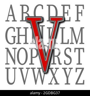 Monogramma del carattere maiuscolo V ; disegno: Pietra Foto Stock