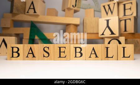 Il baseball è stato creato da cubi di legno. Sport e Olimpiadi. Primo piano. Foto Stock