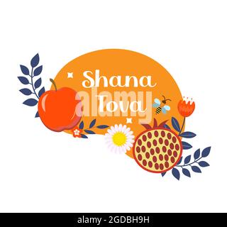 Etichette per Rosh Hashanah. Shana Tova.Happy anno nuovo in Israele. Illustrazione vettoriale Illustrazione Vettoriale