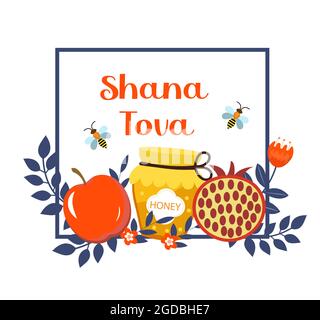 Etichette per Rosh Hashanah. Shana Tova.Happy anno nuovo in Israele. Illustrazione vettoriale Illustrazione Vettoriale