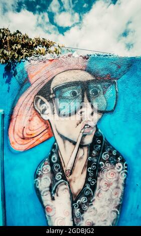 NUSA LEMBONGAN, INDONESIA - 15 maggio 2019: Un'immagine verticale di graffiti sull'isola di Nusa Lembongan a Bali, Indonesia Foto Stock