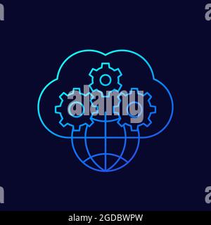 icona lineare di cloud e rete Illustrazione Vettoriale