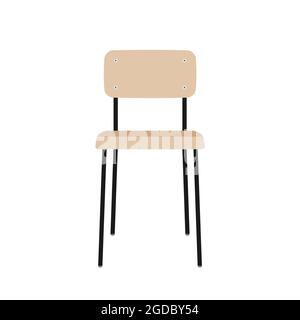 Sedia classica in legno isolata. Ritorno a scuola. Illustrazione vettoriale, design piatto Illustrazione Vettoriale