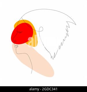 Donna indiana con un volto calmo. Disegno vettoriale di un moderno ritratto di profilo femminile. Illustrazione Vettoriale