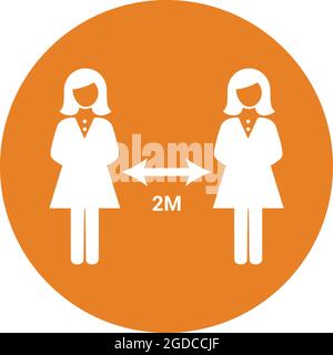 Distanza, Mantieni, icona sociale - file EPS vettoriale. Ideale per supporti di stampa, Web, immagini di magazzino, uso commerciale o qualsiasi tipo di progetto di progettazione. Illustrazione Vettoriale