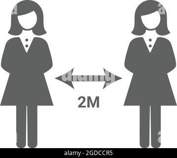 Distanza, Mantieni, icona sociale - file EPS vettoriale. Ideale per supporti di stampa, Web, immagini di magazzino, uso commerciale o qualsiasi tipo di progetto di progettazione. Illustrazione Vettoriale