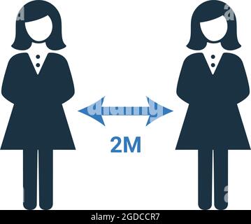 Distanza, Mantieni, icona sociale - file EPS vettoriale. Ideale per supporti di stampa, Web, immagini di magazzino, uso commerciale o qualsiasi tipo di progetto di progettazione. Illustrazione Vettoriale