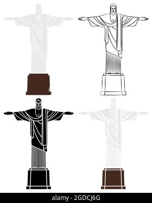 Cristo Redentore a Rio de Janeiro in Brasile Illustrazione Vettoriale