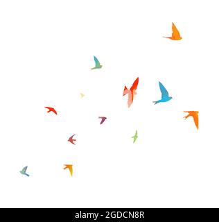Rondine multicolore. Flying gregge di uccelli. Illustrazione vettoriale Illustrazione Vettoriale