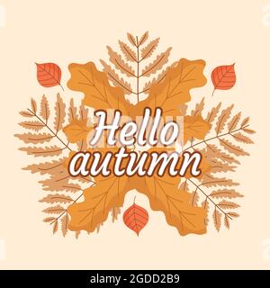 ciao iscrizione autunnale Illustrazione Vettoriale