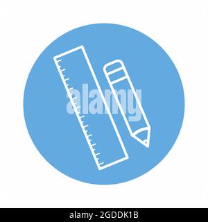 Icon Vector of Pencil Ruler - Blue Monocromo Style - illustrazione semplice. Tratto modificabile. Modello di disegno vettoriale.stile outline design.grafico vettoriale Illustrazione Vettoriale