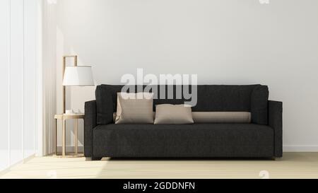 Soggiorno al sole per la sala d'arte per la casa o l'hotel - interni dal design semplice - rendering 3D Foto Stock