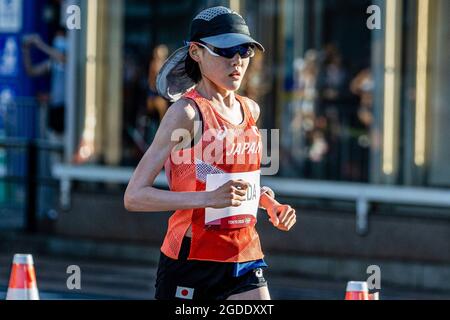 Sapporo, Hokkaido, Giappone. 7 agosto 2021. Honami Maeda (JPN) Atletica : Maratona delle donne durante i Giochi Olimpici di Tokyo 2020 a Sapporo, Hokkaido, Giappone . Credit: Takeshi Nishimoto/AFLO/Alamy Live News Foto Stock