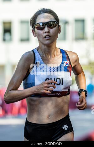 Sapporo, Hokkaido, Giappone. 7 agosto 2021. CHOI Kyungsun (KOR) Atletica : Maratona delle Donne durante i Giochi Olimpici di Tokyo 2020 a Sapporo, Hokkaido, Giappone . Credit: Takeshi Nishimoto/AFLO/Alamy Live News Foto Stock