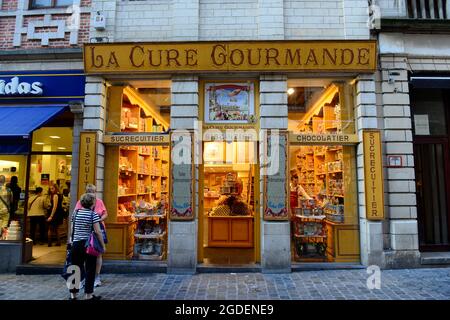 Negozio di cioccolato la Cure Gourmande a Bruxelles, Belgio. Foto Stock