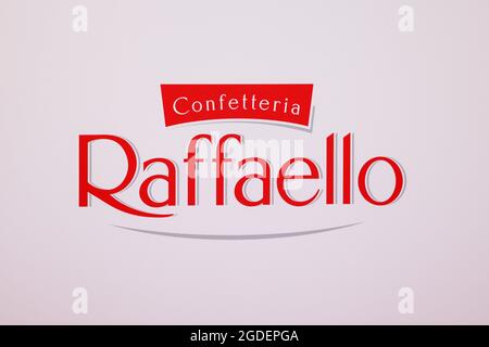 Berlino, Germania. 12 agosto 2021. Il logo Raffaello alla "cena estiva Raffaello 2021" all'Königliche Porzellan-Manufaktur Berlin. Credit: Gerald Matzka/dpa/Alamy Live News Foto Stock