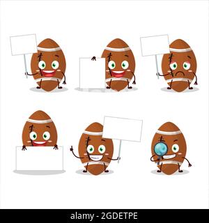 Il nuovo personaggio cartoon da palla di rugby porta informazioni. Illustrazione vettoriale Illustrazione Vettoriale