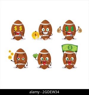 Nuovo personaggio cartoon palla di rugby con simpatico emoticon portare denaro. Illustrazione vettoriale Illustrazione Vettoriale